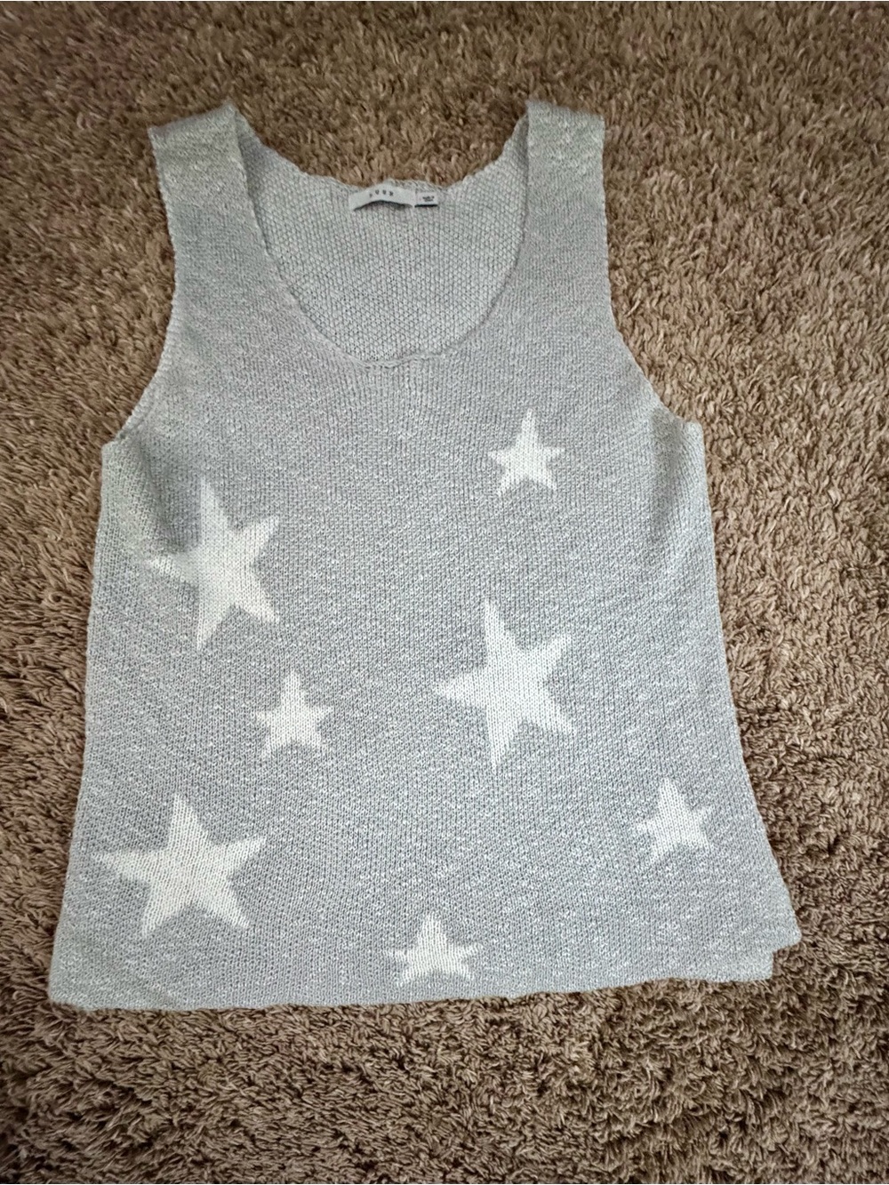 Lush Light Gray Star Knit Tank Top Sweater Vest